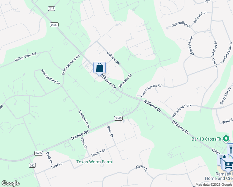 map of restaurants, bars, coffee shops, grocery stores, and more near 6805 Farm to Market Road 2338 in Georgetown