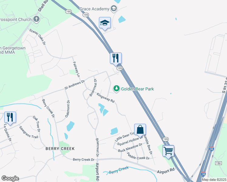 map of restaurants, bars, coffee shops, grocery stores, and more near 30320 Tiger Woods Drive in Georgetown