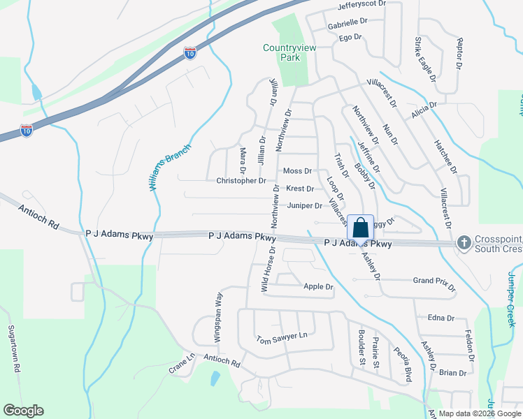 map of restaurants, bars, coffee shops, grocery stores, and more near 106 Louise Drive in Crestview