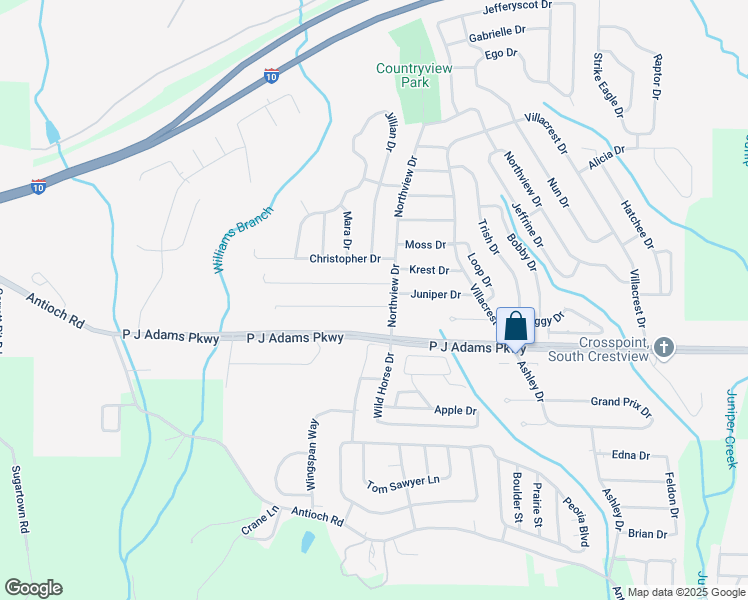 map of restaurants, bars, coffee shops, grocery stores, and more near 106 Louise Drive in Crestview