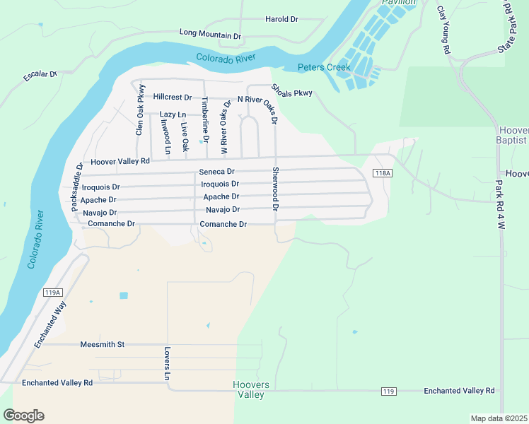 map of restaurants, bars, coffee shops, grocery stores, and more near 524 Navajo Drive in Burnet