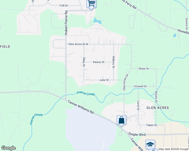 map of restaurants, bars, coffee shops, grocery stores, and more near 8974 Julie Street in Mobile