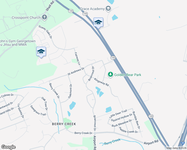 map of restaurants, bars, coffee shops, grocery stores, and more near 30408 Briarcrest Drive in Georgetown