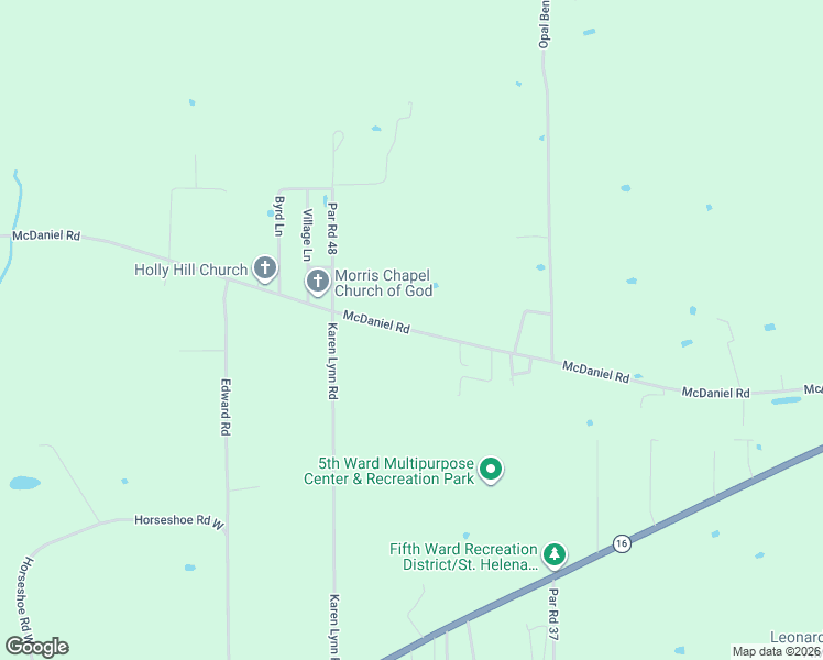 map of restaurants, bars, coffee shops, grocery stores, and more near 1094 McDaniel Road in Amite City