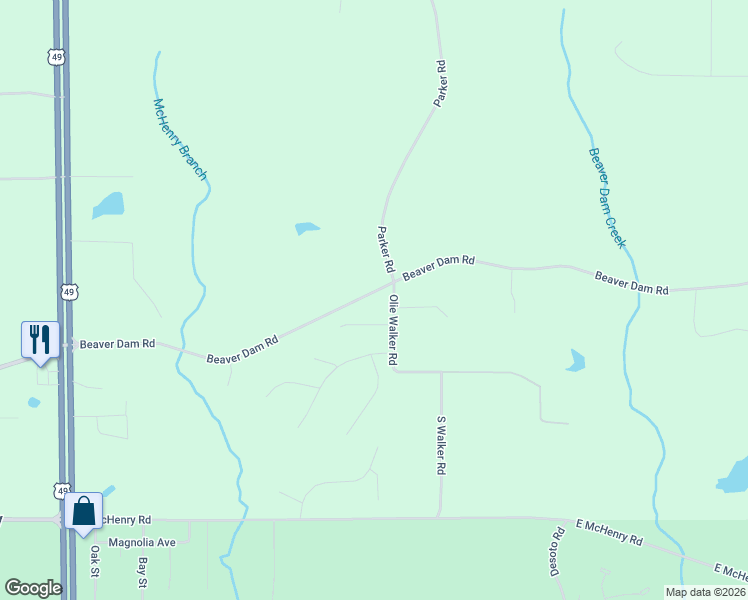 map of restaurants, bars, coffee shops, grocery stores, and more near 11 Olie Walker Road in Perkinston