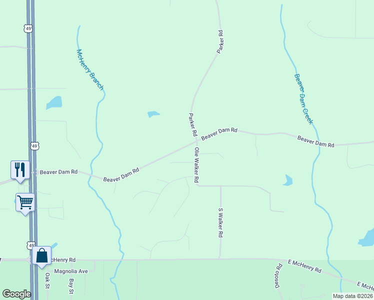 map of restaurants, bars, coffee shops, grocery stores, and more near 11 Olie Walker Road in Perkinston