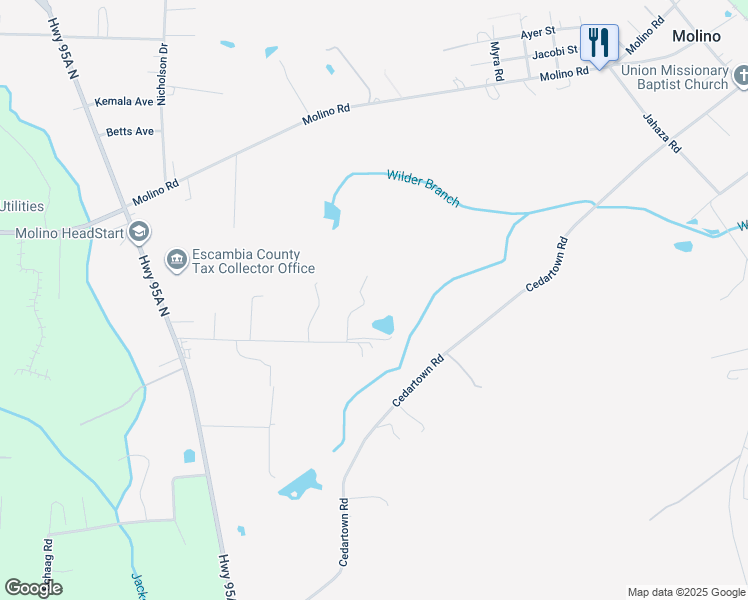 map of restaurants, bars, coffee shops, grocery stores, and more near 730 Nancy Lane in Molino
