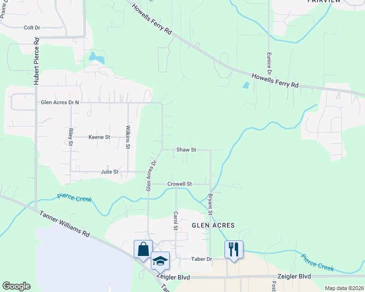 map of restaurants, bars, coffee shops, grocery stores, and more near 8650 Shaw Street in Mobile