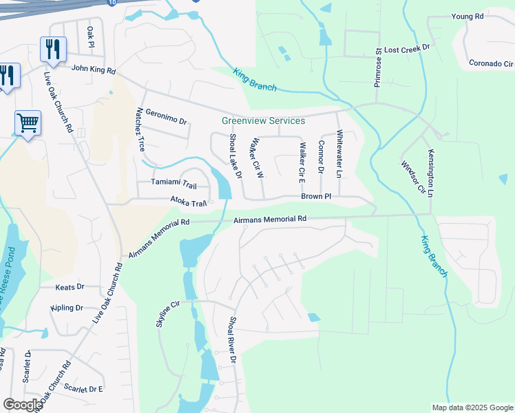 map of restaurants, bars, coffee shops, grocery stores, and more near 422 Brown Place in Crestview