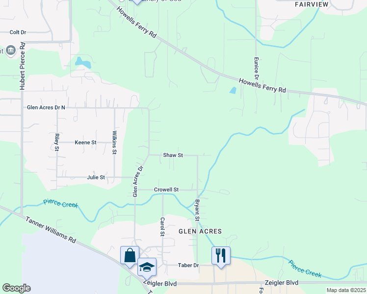 map of restaurants, bars, coffee shops, grocery stores, and more near 8572 Shaw Street in Mobile