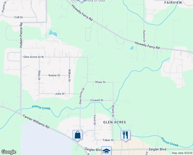 map of restaurants, bars, coffee shops, grocery stores, and more near 8650 Shaw Street in Mobile