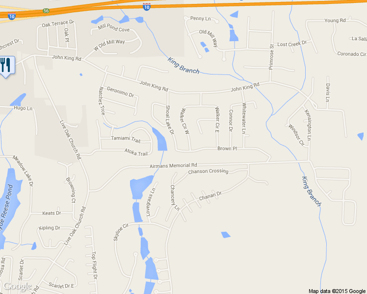 map of restaurants, bars, coffee shops, grocery stores, and more near 417 Brown Place in Crestview