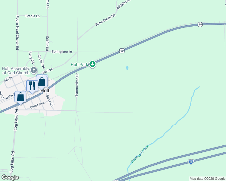 map of restaurants, bars, coffee shops, grocery stores, and more near 647 Southside Drive in Holt