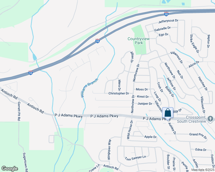 map of restaurants, bars, coffee shops, grocery stores, and more near 493 Jillian Drive in Crestview