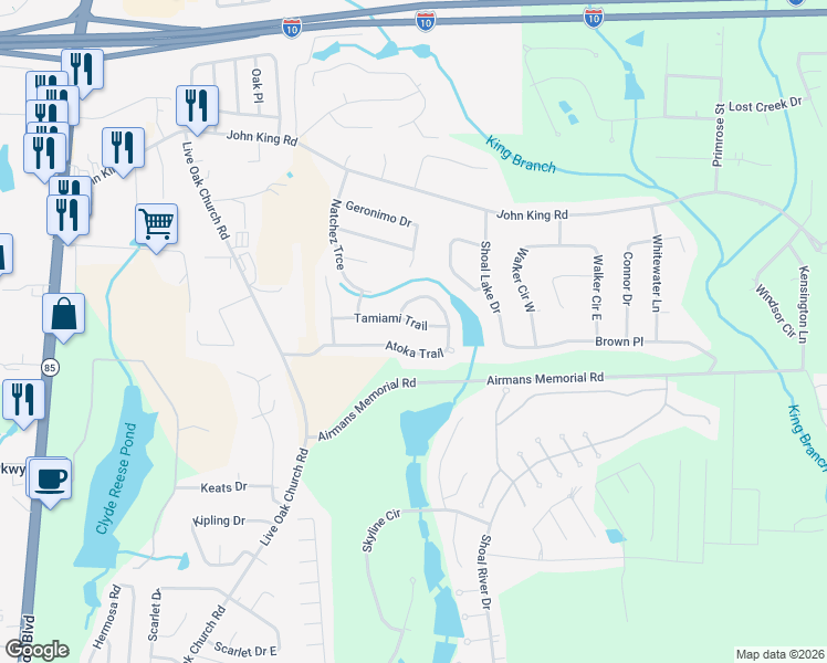 map of restaurants, bars, coffee shops, grocery stores, and more near 2836 Tamiami Trail in Crestview
