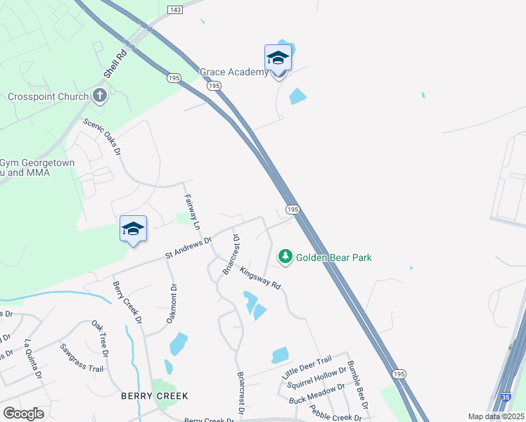 map of restaurants, bars, coffee shops, grocery stores, and more near 30627 Saint Andrews Drive in Georgetown