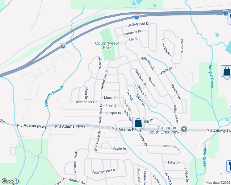 map of restaurants, bars, coffee shops, grocery stores, and more near 703 Naughton Drive in Crestview