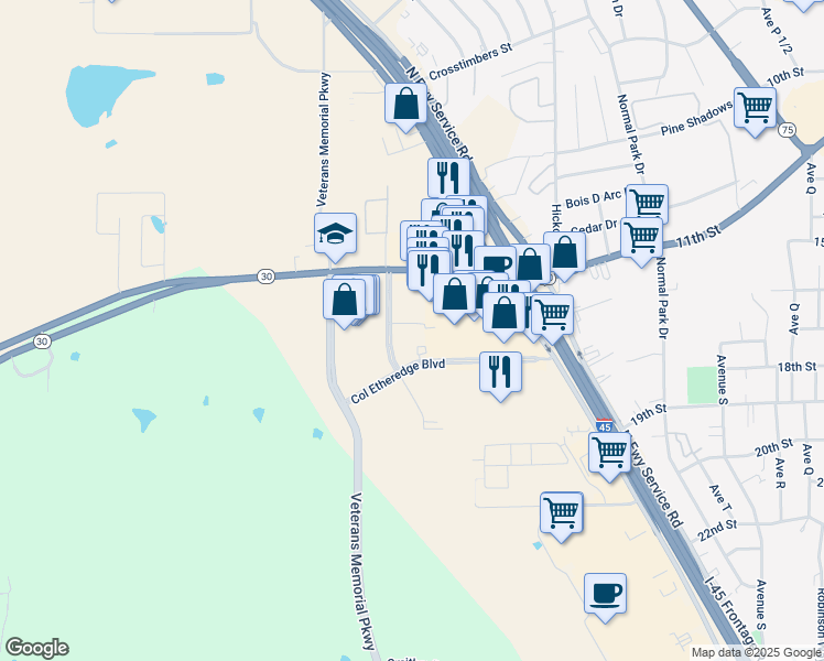 map of restaurants, bars, coffee shops, grocery stores, and more near 3 Financial Plaza in Huntsville