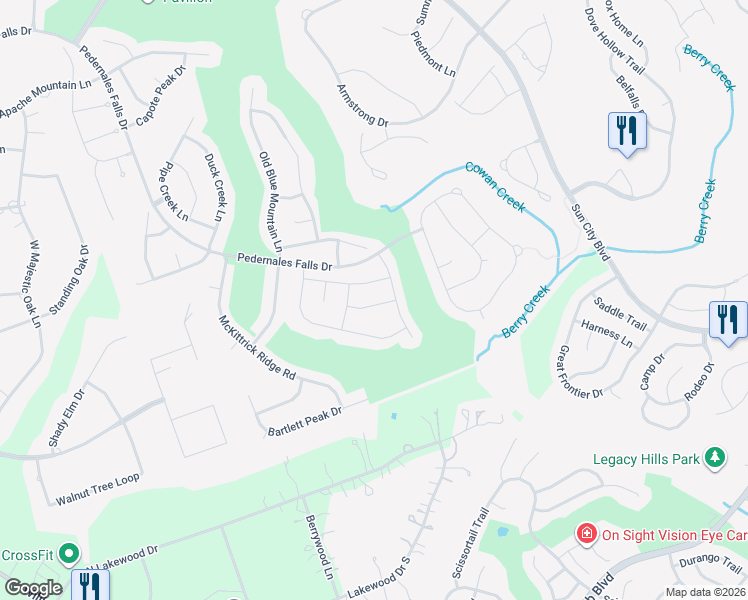 map of restaurants, bars, coffee shops, grocery stores, and more near 608 Mangrum Hill Road in Georgetown