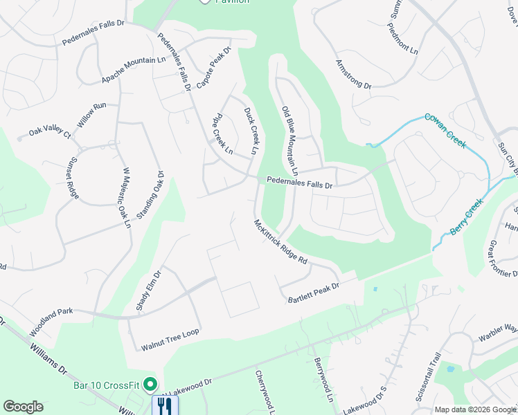 map of restaurants, bars, coffee shops, grocery stores, and more near 203 McKittrick Ridge Road in Georgetown