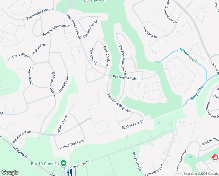 map of restaurants, bars, coffee shops, grocery stores, and more near 203 McKittrick Ridge Road in Georgetown