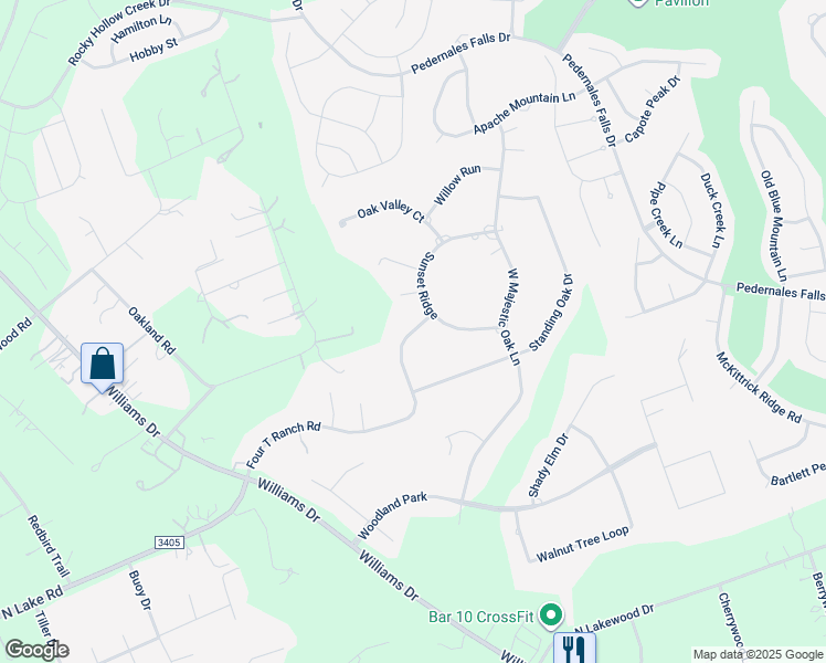 map of restaurants, bars, coffee shops, grocery stores, and more near 504 Four T Ranch Road in Georgetown
