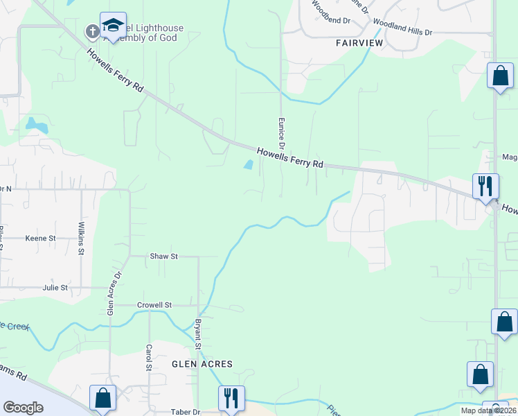 map of restaurants, bars, coffee shops, grocery stores, and more near 8303 Howells Ferry Road in Semmes