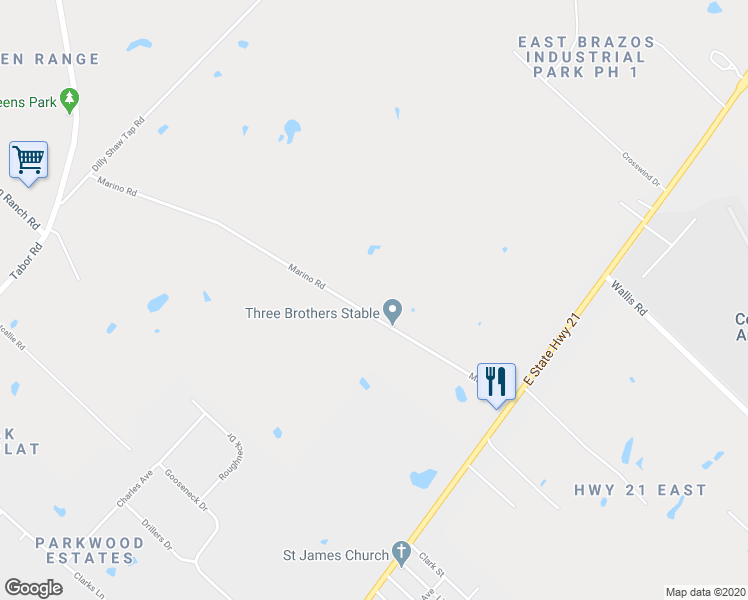 map of restaurants, bars, coffee shops, grocery stores, and more near 732 Marino Road in Bryan