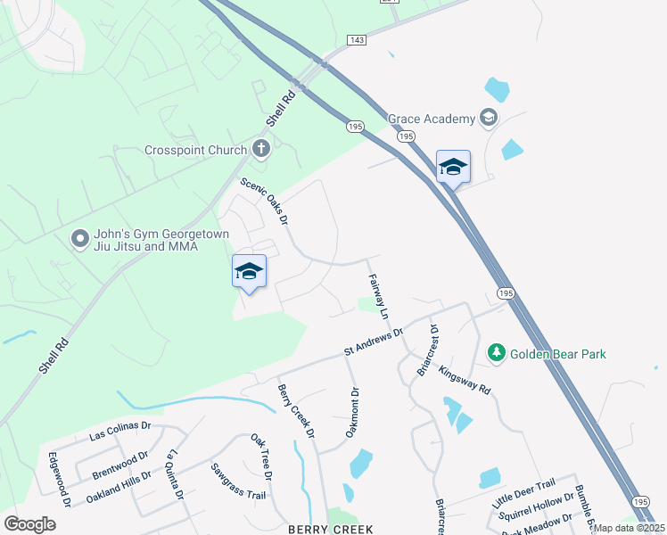 map of restaurants, bars, coffee shops, grocery stores, and more near 509 Treaty Oak Drive in Georgetown