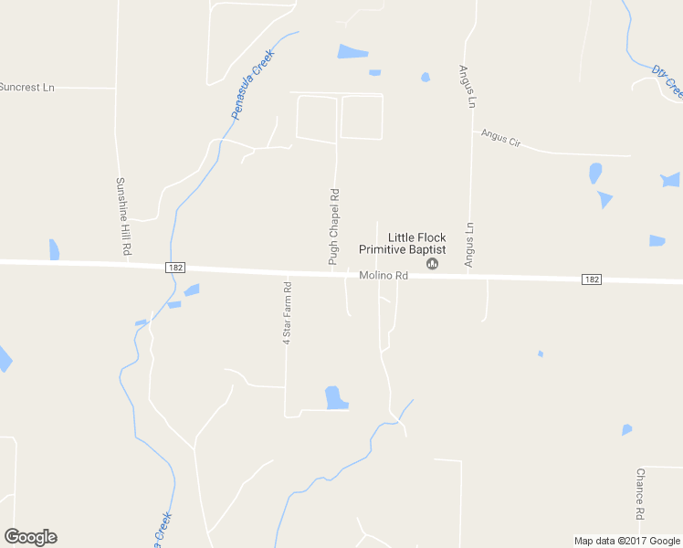 map of restaurants, bars, coffee shops, grocery stores, and more near 3299 Molino Road in Molino