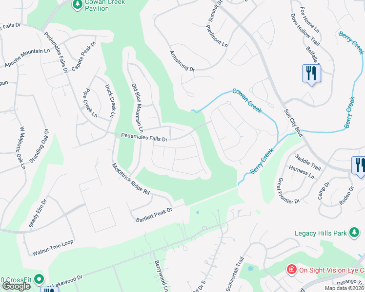 map of restaurants, bars, coffee shops, grocery stores, and more near 608 Mangrum Hill Road in Georgetown