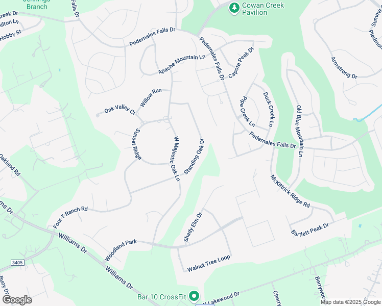 map of restaurants, bars, coffee shops, grocery stores, and more near 217 Standing Oak Drive in Georgetown