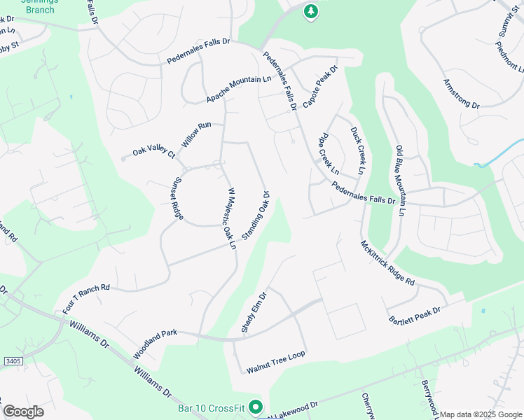 map of restaurants, bars, coffee shops, grocery stores, and more near 217 Standing Oak Drive in Georgetown