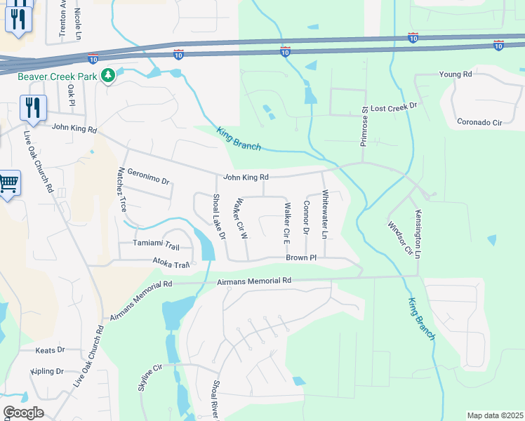 map of restaurants, bars, coffee shops, grocery stores, and more near 309 Hudson Drive in Crestview