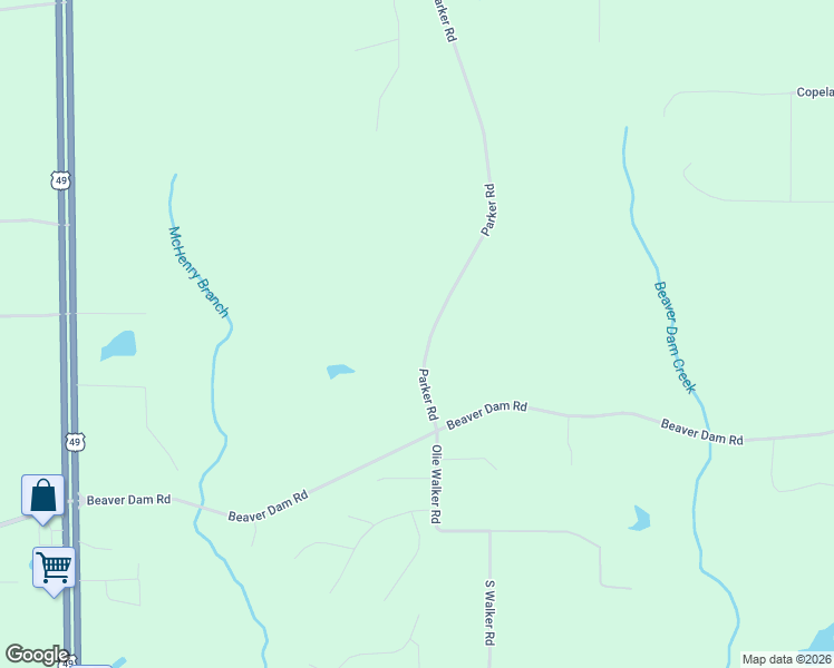 map of restaurants, bars, coffee shops, grocery stores, and more near 43 Parker Road in Perkinston