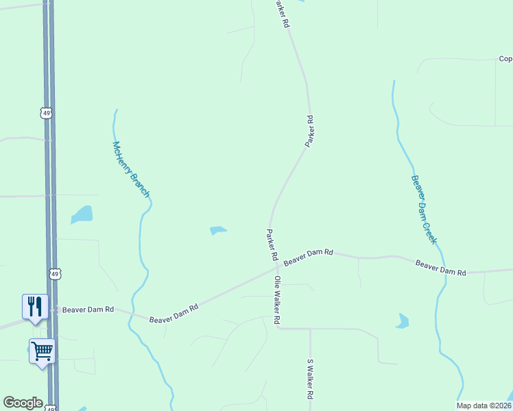 map of restaurants, bars, coffee shops, grocery stores, and more near 43 Parker Road in Perkinston