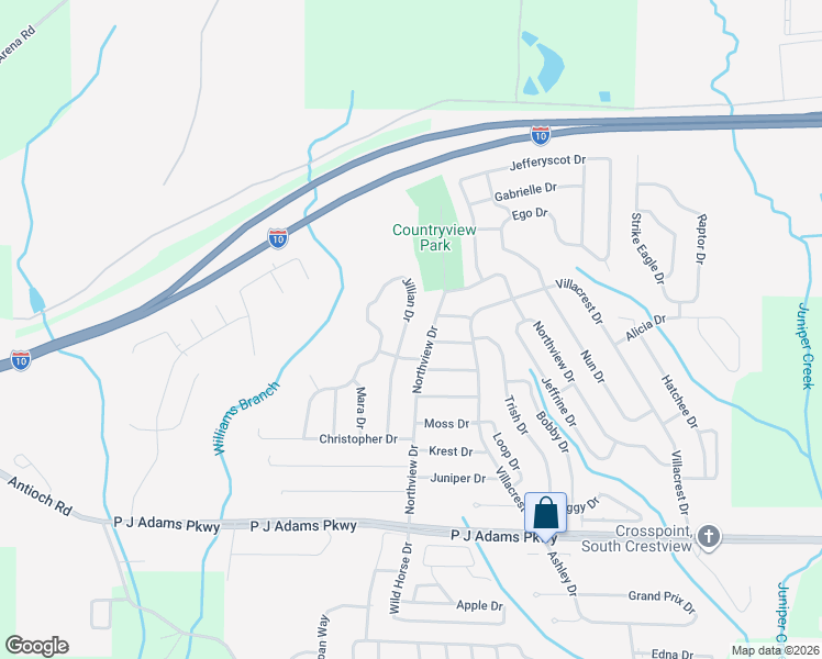 map of restaurants, bars, coffee shops, grocery stores, and more near 426 Jillian Drive in Crestview