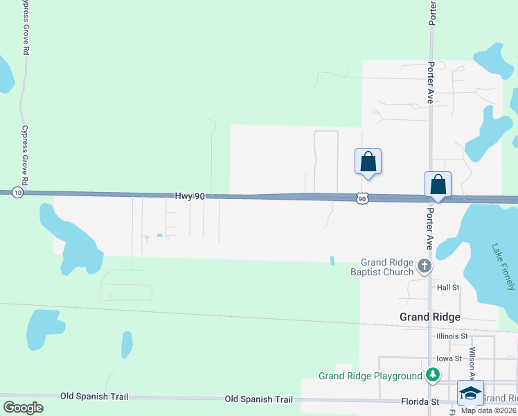 map of restaurants, bars, coffee shops, grocery stores, and more near 6775 U.S. 90 in Grand Ridge