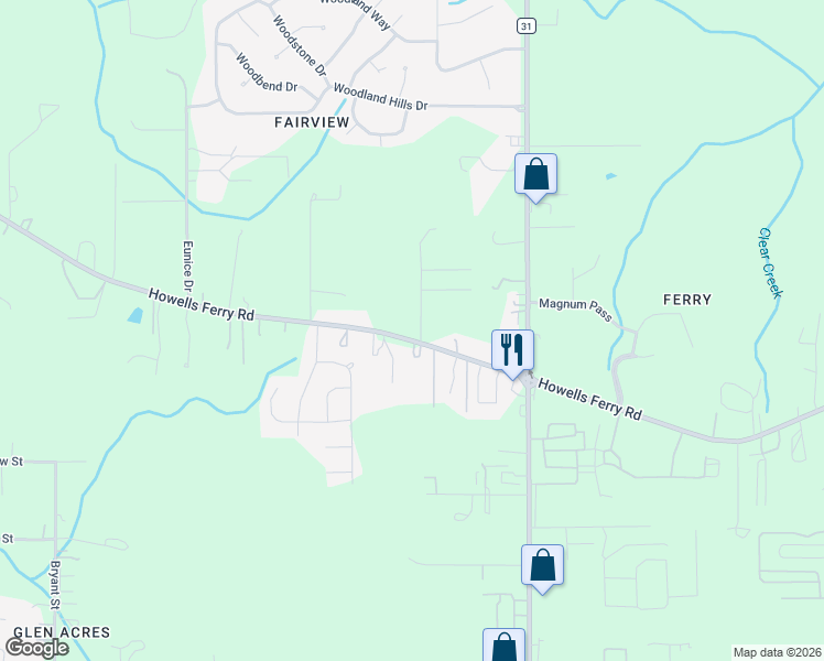 map of restaurants, bars, coffee shops, grocery stores, and more near 8322 Howells Ferry Road in Semmes