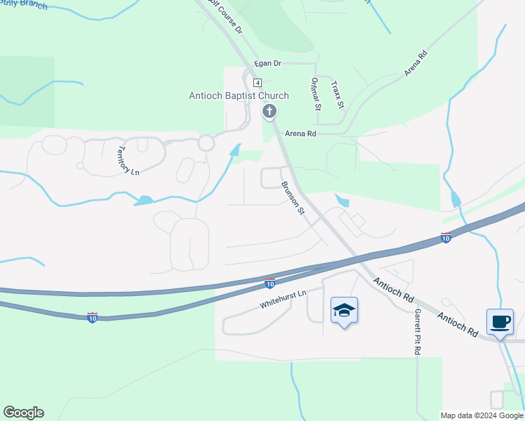 map of restaurants, bars, coffee shops, grocery stores, and more near 713 Denise Drive in Crestview
