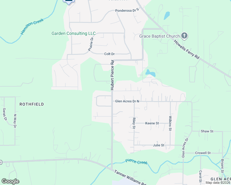 map of restaurants, bars, coffee shops, grocery stores, and more near 9100 Glen Acres Drive North in Mobile