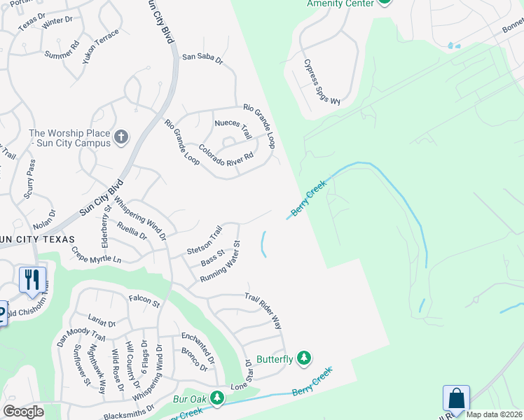 map of restaurants, bars, coffee shops, grocery stores, and more near 142 Stetson Trail in Georgetown