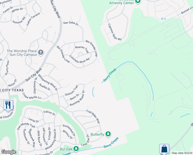 map of restaurants, bars, coffee shops, grocery stores, and more near 153 Stetson Trail in Georgetown