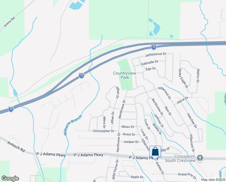 map of restaurants, bars, coffee shops, grocery stores, and more near 457 Jillian Drive in Crestview