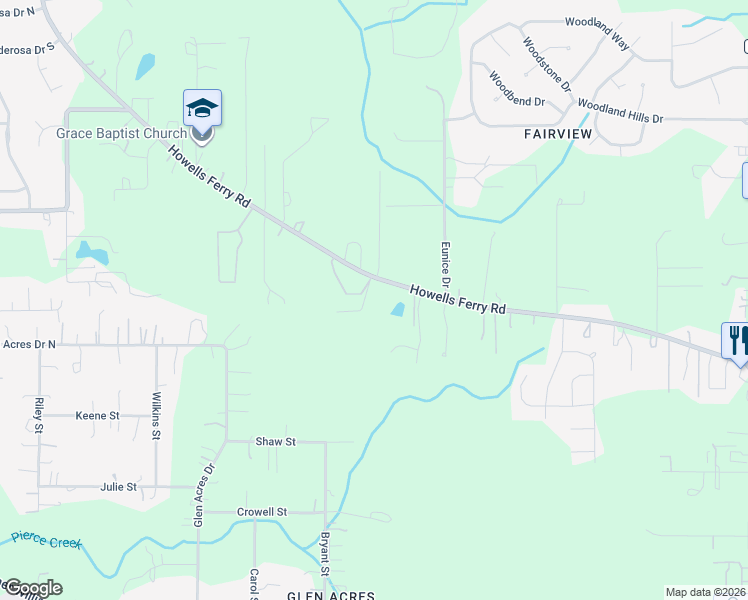 map of restaurants, bars, coffee shops, grocery stores, and more near 8501 Howells Ferry Road in Semmes