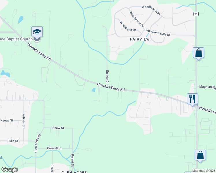 map of restaurants, bars, coffee shops, grocery stores, and more near 8322 Howells Ferry Road in Semmes