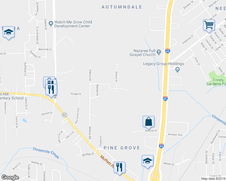 map of restaurants, bars, coffee shops, grocery stores, and more near 3753 Autumndale Drive in Mobile
