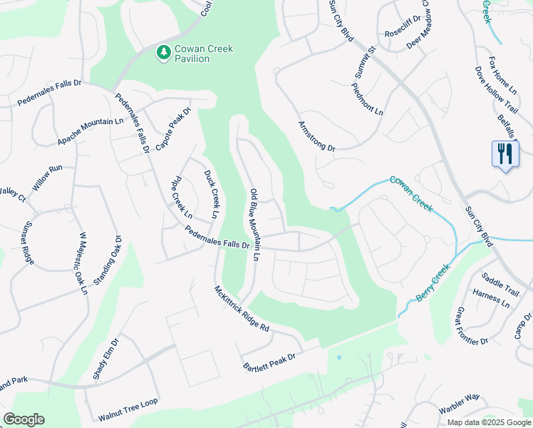 map of restaurants, bars, coffee shops, grocery stores, and more near Glass Mountain Cove in Georgetown