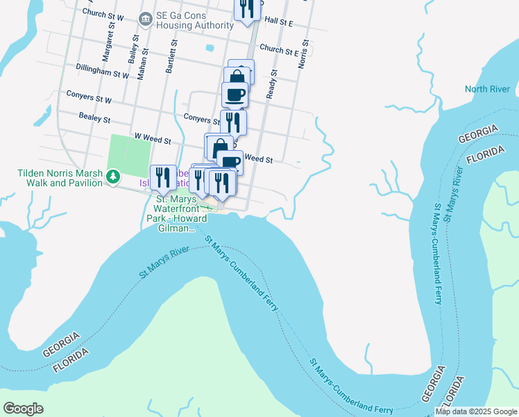 map of restaurants, bars, coffee shops, grocery stores, and more near 100 Ready Street in Saint Marys