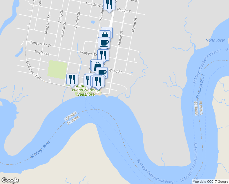 map of restaurants, bars, coffee shops, grocery stores, and more near 100 Ready Street in Saint Marys